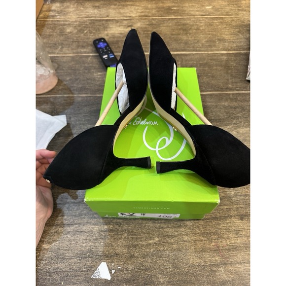 Sam Edelman Victoria D'Orsay Pointed Toe Pump Size 9.5 Black Suede - Picture 6 of 10